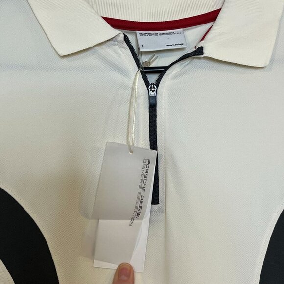 Porsche Design Drivers Selection Women's Polo Shirt Zipper Neck Off White S NWT - Picture 4 of 9
